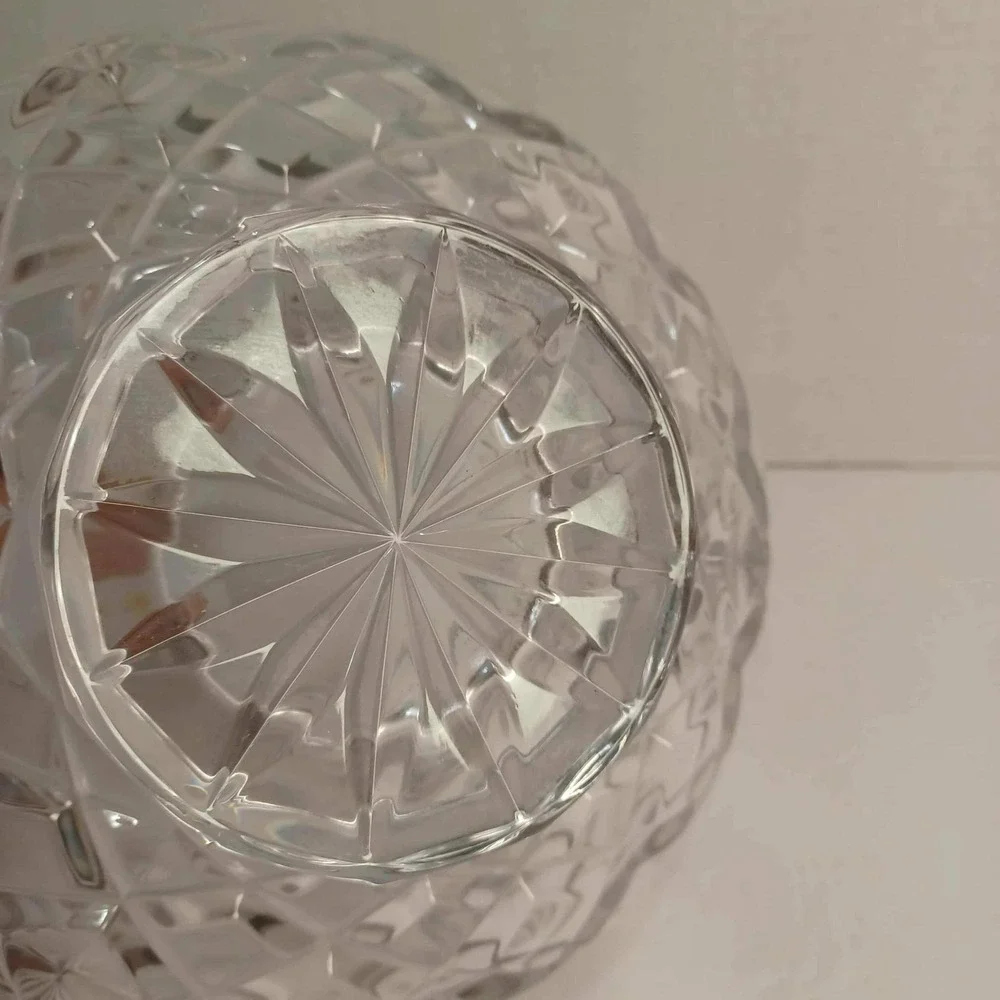Vintage Lead Crystal Bowl Cut Glass‎ Scalloped Edge Serving Bowl Centerpiece
